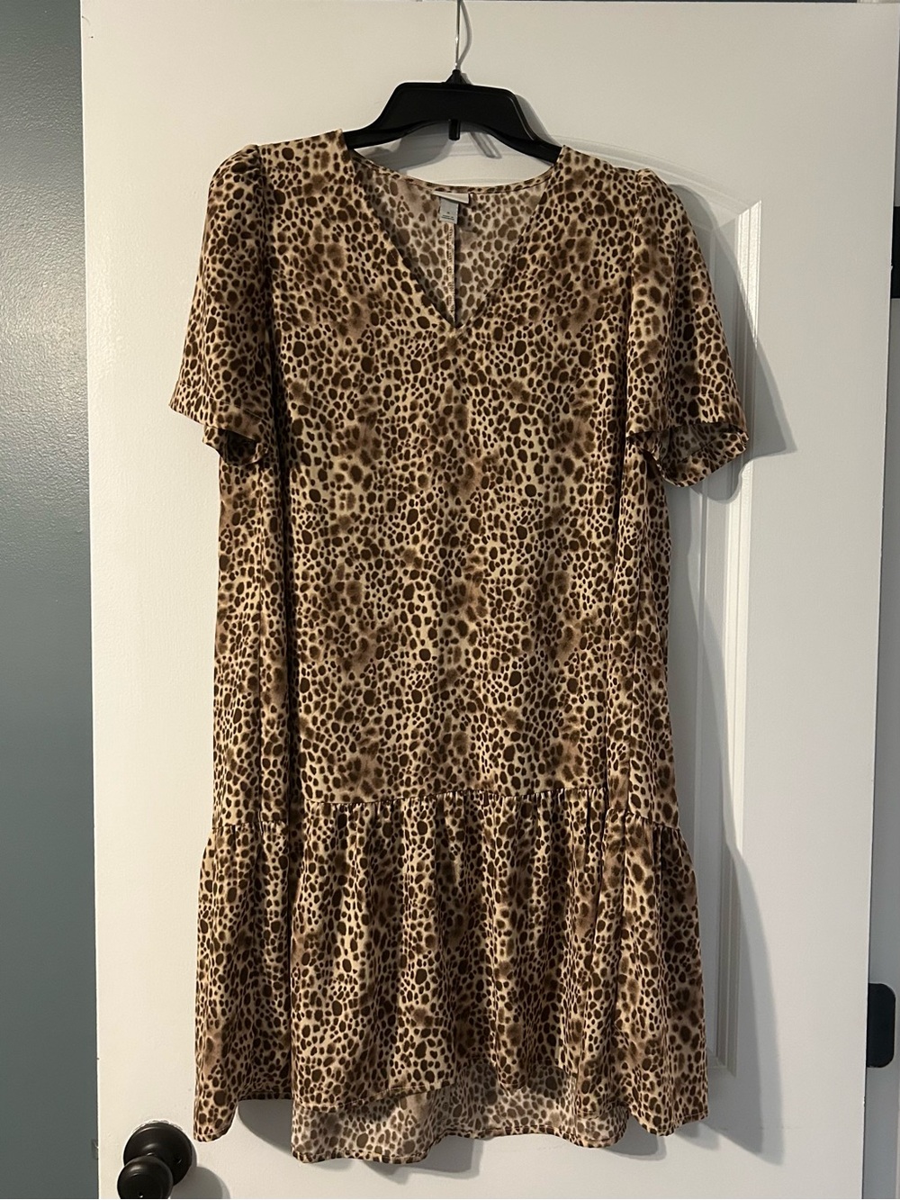 a new day Brown and Cream Leopard Print V-Neck Dress